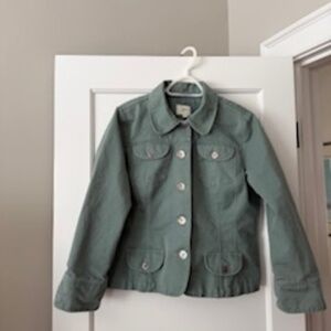 J.Jill Sage Green Button-Front Utility/Barn Jacket - Size L